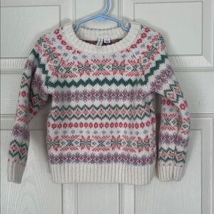 Janie and Jack Pink and Cream Knit Sweater
